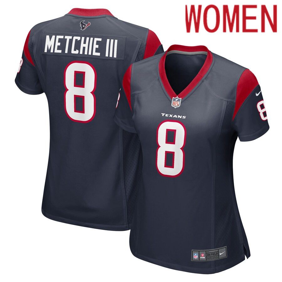 Women Houston Texans 8 John Metchie III Nike Navy Game Player NFL Jersey